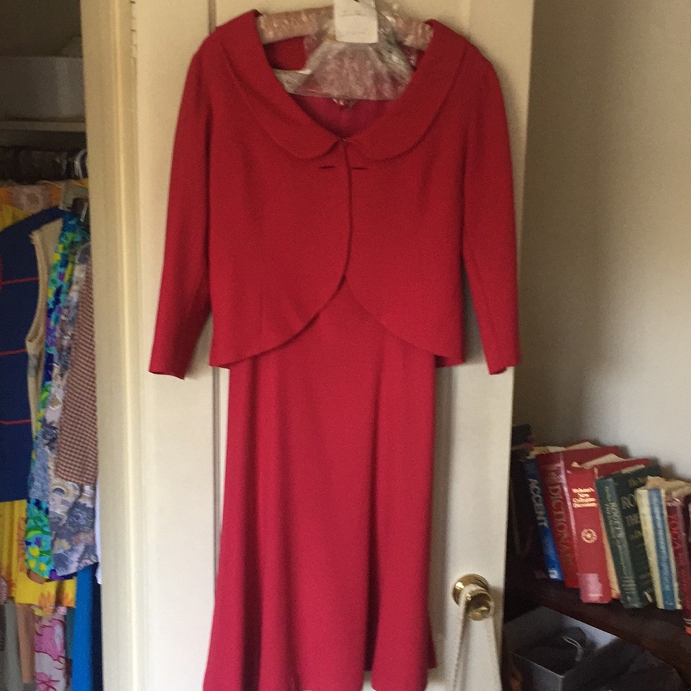 VINTAGE RED DRESS WITH MATCHING BLAZER